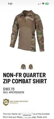 Massif Non-FR Quarter Zip Combat Shirt OCP Multicam